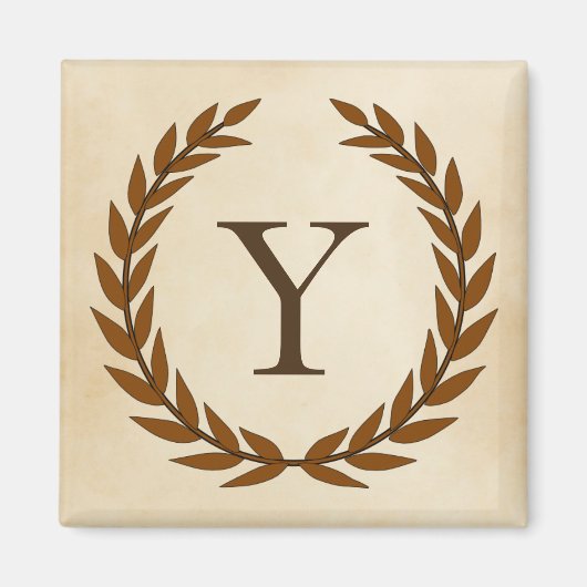 Laurel Wreath op Initiaal Y van het Parchment Mono Magneet (Voorkant)