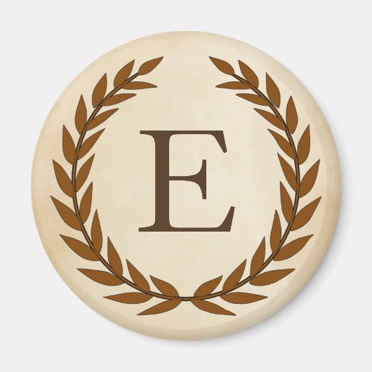 Laurel Wreath op Parchment Monogram Initiaal E Magneet (Voorkant)