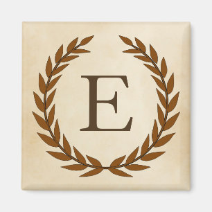 Laurel Wreath op Parchment Monogram Initiaal E Magneet