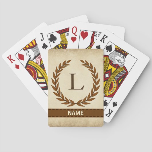 Laurel Wreath op Parchment Monogram Initiaal L Pokerkaarten (Achterkant)