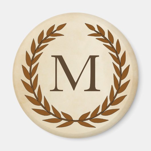 Laurel Wreath op Parchment Monogram Initiaal M Magneet (Voorkant)