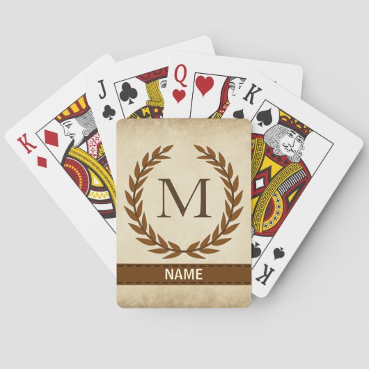 Laurel Wreath op Parchment Monogram Initiaal M Pokerkaarten (Achterkant)