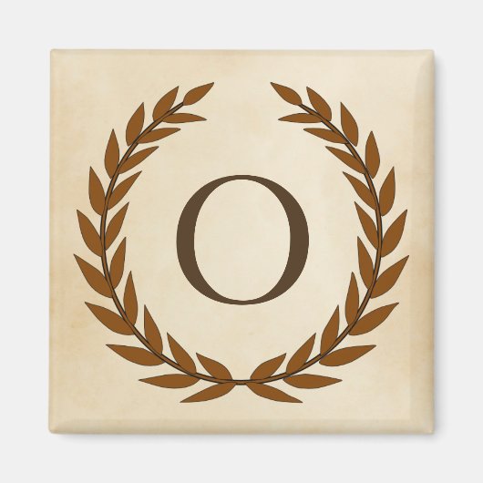 Laurel Wreath op Parchment Monogram Initiaal O Magneet (Voorkant)