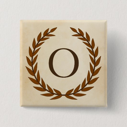 Laurel Wreath op Parchment Monogram Initiaal O Vierkante Button 5,1 Cm (Voorkant)