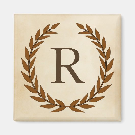 Laurel Wreath op Parchment Monogram Initiaal R Magneet (Voorkant)