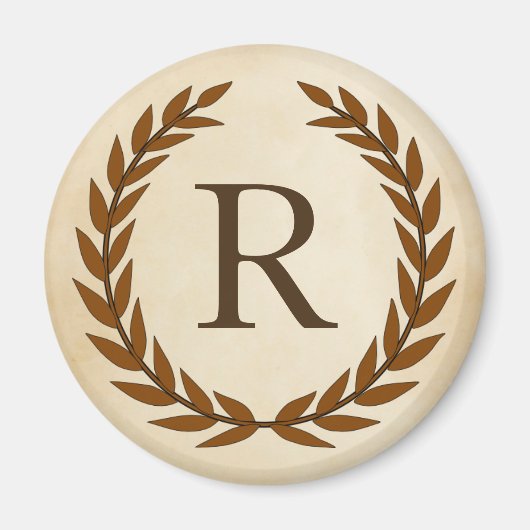 Laurel Wreath op Parchment Monogram Initiaal R Magneet (Voorkant)