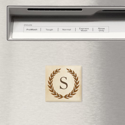 Laurel Wreath op Parchment Monogram Initiaal S Magneet (Insitu (Vaatwasser))