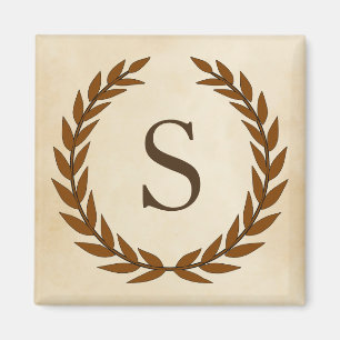 Laurel Wreath op Parchment Monogram Initiaal S Magneet