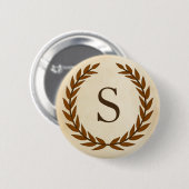 Laurel Wreath op Parchment Monogram Initiaal S Ronde Button 5,7 Cm (Voorkant /achterkant)