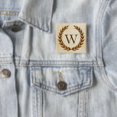 Laurel Wreath op Parchment Monogram Initiaal W Vierkante Button 5,1 Cm (In situ)