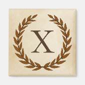 Laurel Wreath op Parchment Monogram Initiaal X Magneet (Voorkant)