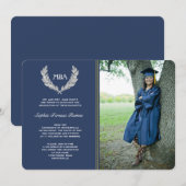 Laurel Wreath Photo Graduation Invitation / Anno (Devant / Derrière)