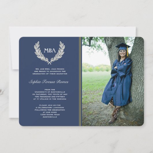 Laurel Wreath Photo Graduation Invitation / Anno (Devant)