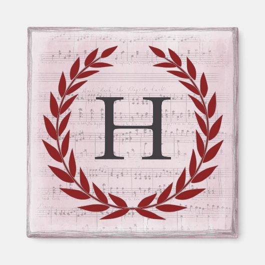 Laurel Wreath Sheet Music Monogram Initiaal H Magneet (Voorkant)