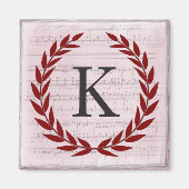Laurel Wreath Sheet Music Monogram Initiaal K Magneet (Voorkant)