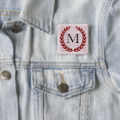 Laurel Wreath Sheet Music Monogram Initiaal M Vierkante Button 5,1 Cm (In situ)