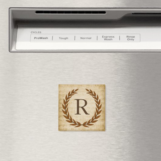 Laurel Wreath Sheet Music Monogram Initiaal R Magneet (Insitu (Vaatwasser))