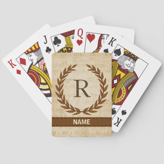 Laurel Wreath Sheet Music Monogram Initiaal R Pokerkaarten (Achterkant)