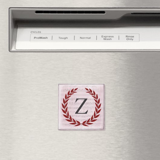 Laurel Wreath Sheet Music Monogram Initiaal Z Magneet (Insitu (Vaatwasser))