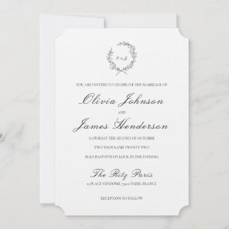 Laurel Wreath Wedding Invitation Kaart