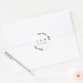 Laurel Wreath Wedding Monogram Ronde Sticker (Envelop)
