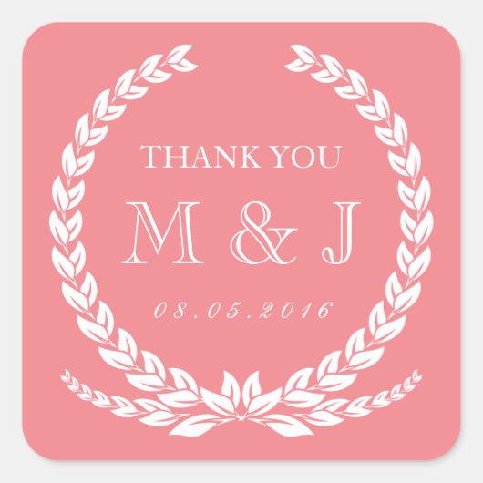 Laurel Wreath Wedding Sticker past Kleur aan (Voorkant)
