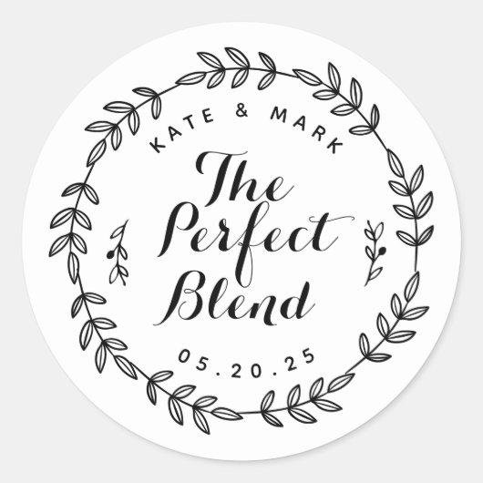 Laurel Wreatt the Perfect Blend Wedding Favor Ronde Sticker (Voorkant)
