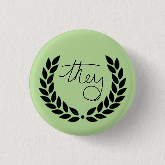 laurel ze knop - groen ronde button 3,2 cm (Voorkant)