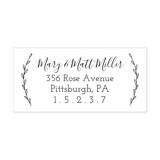 Laurels gepersonaliseerde adres rubberen stempel (Afrduk)