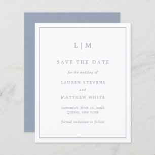 Lauren Dusty Blue Budget Bruiloft Save the Date