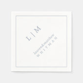 Lauren Dusty Blue Monogram Elegante bruiloft Servet (Voorkant)