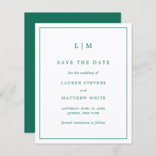 Lauren Emerald Green Budget Bruiloft Save the Date