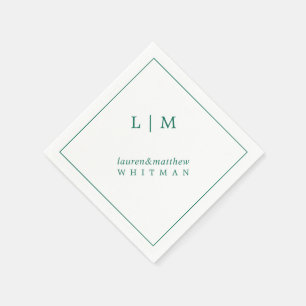 Lauren Emerald Groen Monogram Elegante Bruiloft Servet