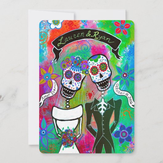 Lauren en Ryan DOD Wedding Invitation Kaart (Achterkant)