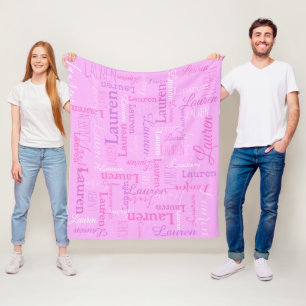 Lauren gepersonaliseerde naam licht paarse roze de fleece deken