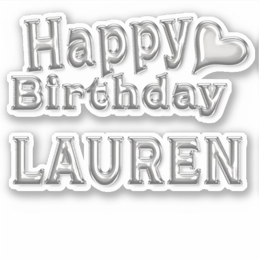 Lauren Happy Birthday silver Aufkleber Sticker (Voorkant)