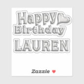 Lauren Happy Birthday silver Aufkleber Sticker (Vel)