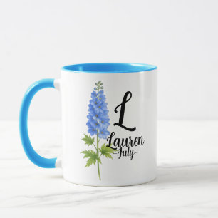 Lauren – Mug Fleur de Naissance de Juillet Delphin