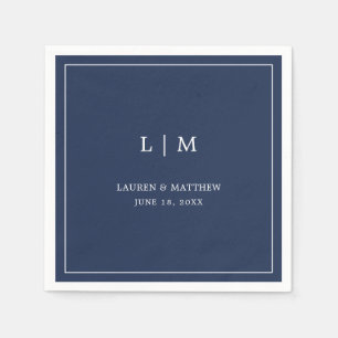 Lauren Navy Blue Monogram Elegante bruiloft Servet