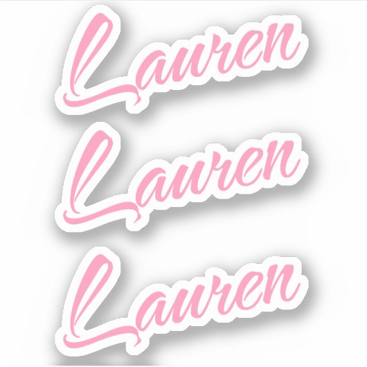 Lauren Nom décoratif en rose x3 Sticker (Devant)