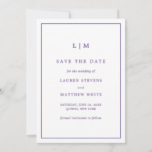 Lauren Paarse Monogram Elegante Bruiloft Save The Date