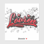 Lauren red Heart Graffiti Aufkleber Sticker (Vel)