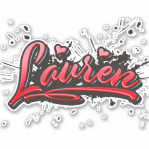 Lauren red heart graffiti autocollants