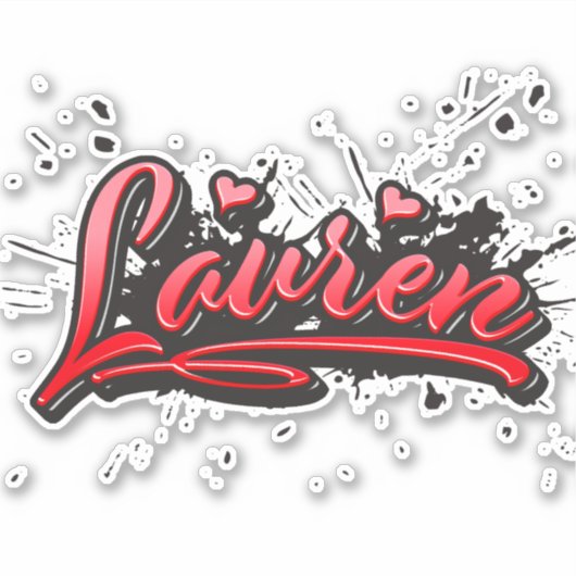 Lauren red heart graffiti autocollants (Devant)