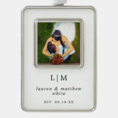 Lauren zwart-wit monogram elegant verzilverd kader ornament (Voorkant)