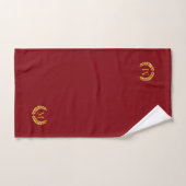 Laurier doré élégant & monogramme sur bordeaux (Serviette à main)