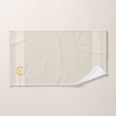 Laurier doré et monogramme sur beige clair sableux (Serviette à main)