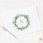 Laurier olijftak krans monogram sticker (Envelop)