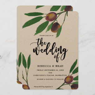 laurier toscan d'olive faire-part de mariage moder