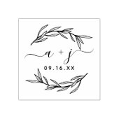 Laurierblad Koppels Monogram Save The Date Rubberstempel (Afrduk)